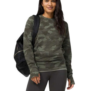 Lululemon Scuba Crew Heritage 365 Camo Green Twill Multi SZ 8